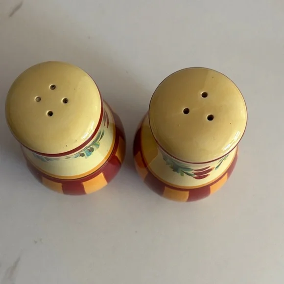 Hand-Painted Ceramic Salt and Pepper Shakers - Yellow and Red - Picture 2 of 3